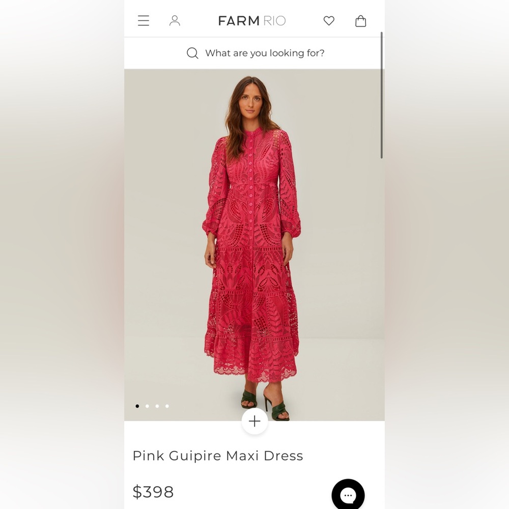 NWT FARM Rio Pink Guipire Maxi Dress Size Medium